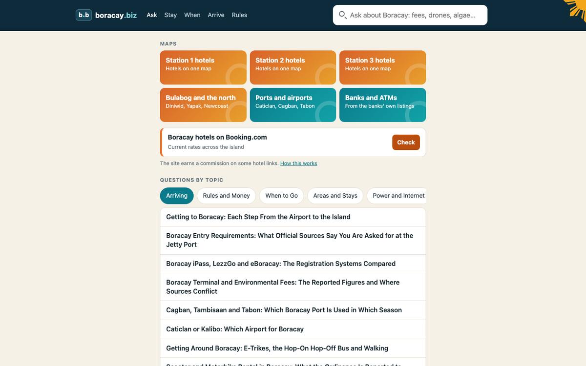 The boracay.biz home page