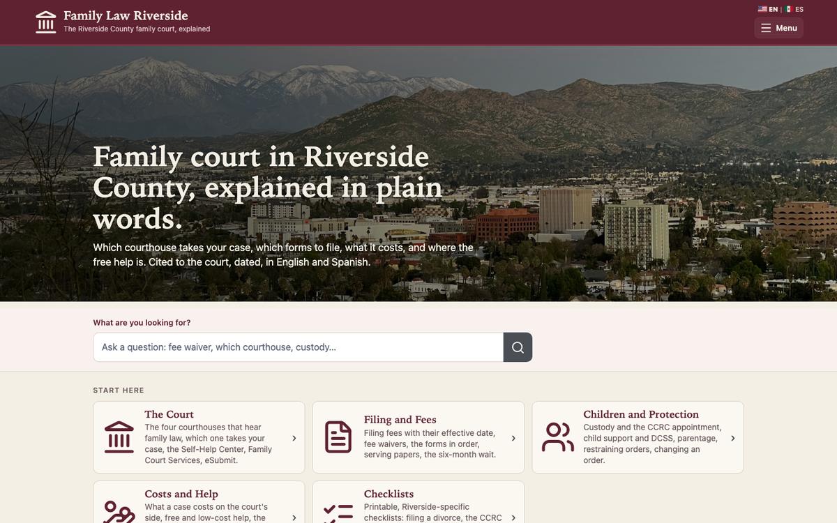 The familylawriverside.com home page