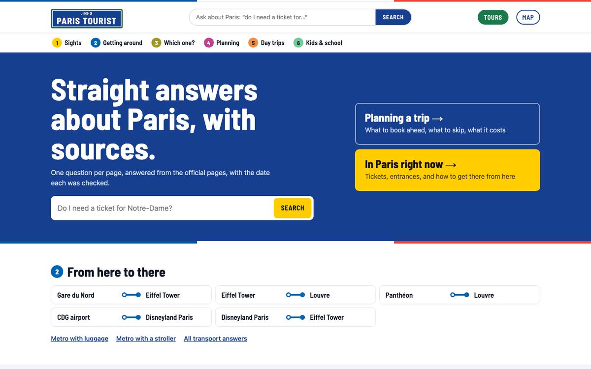 The paristourist.info home page