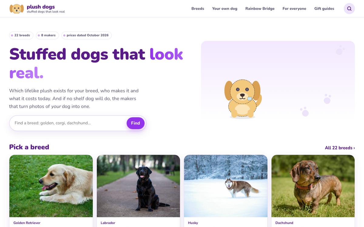 The plush-dogs.com home page
